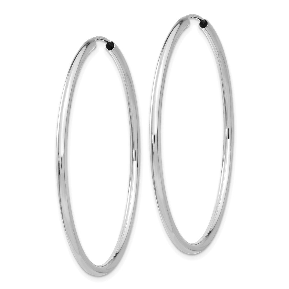 14k White Gold 2x45mm Polished Round Endless Tube Hoop Earrings