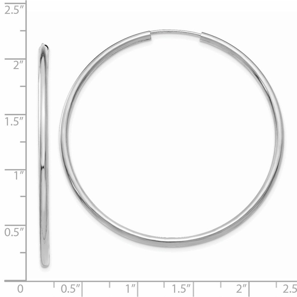 14k White Gold 2x50mm Polished Round Endless Tube Hoop Earrings