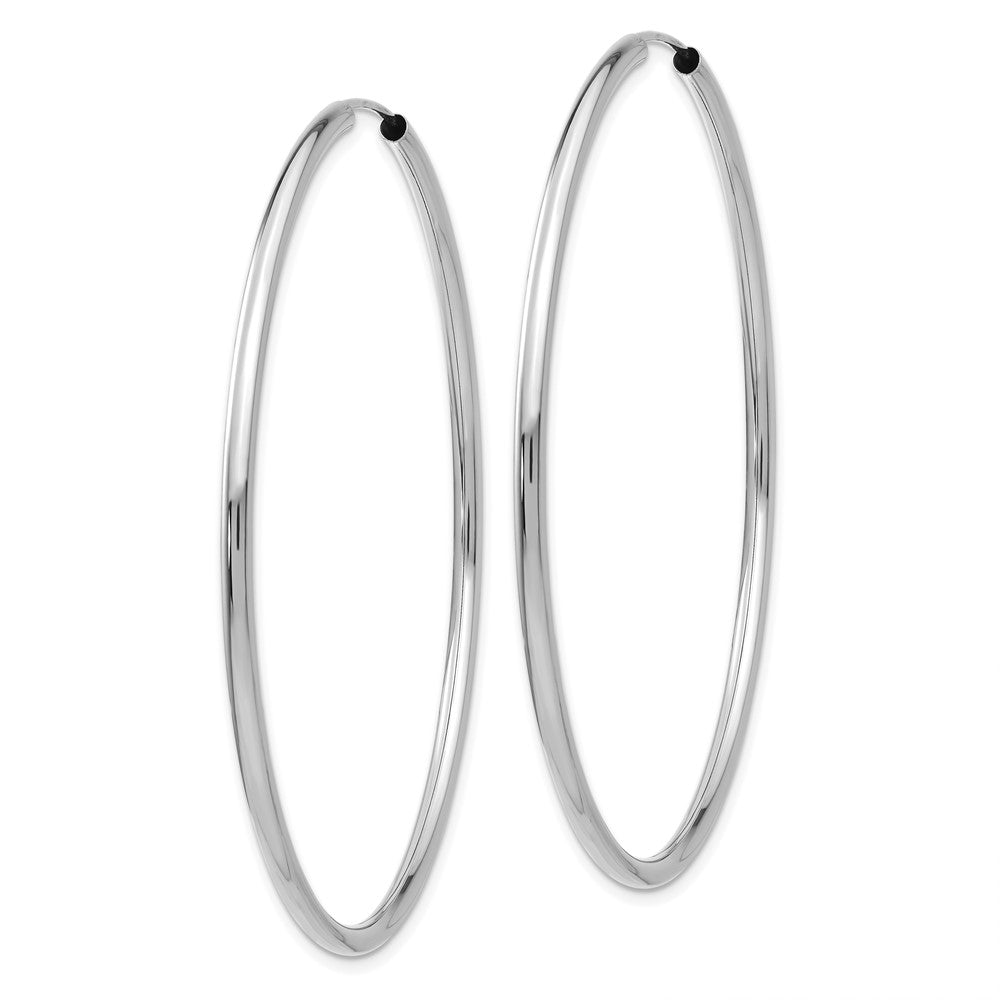 14k White Gold 2x54mm Polished Round Endless Tube Hoop Earrings