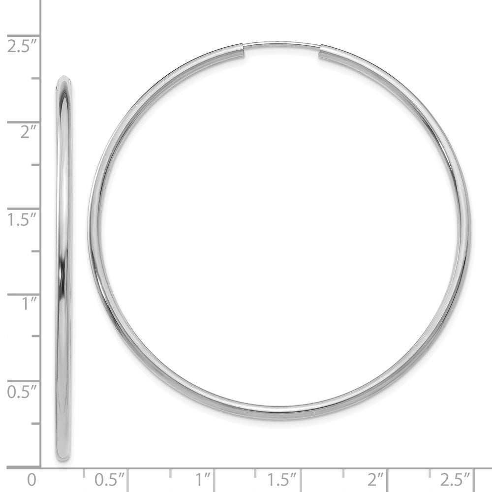 14k White Gold 2x54mm Polished Round Endless Tube Hoop Earrings