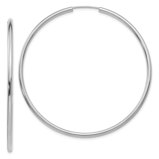 14k White Gold 2x54mm Polished Round Endless Tube Hoop Earrings