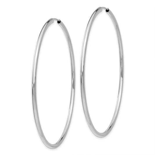14k White Gold 2x60mm Polished Round Endless Tube Hoop Earrings
