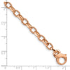 14K Rose Gold 8.5 inch 5mm Hand Polished with Ridged Edge Fancy Link Fancy Lobster Clasp Bracelet