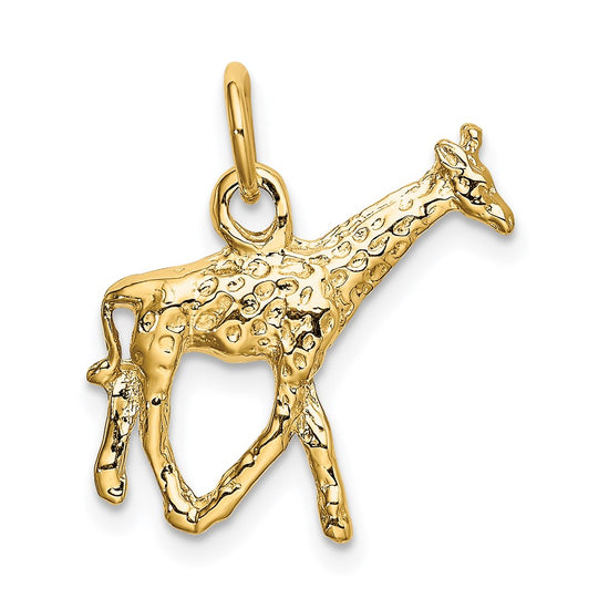 14k Solid Polished 3-D Giraffe Charm