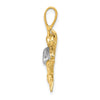 14K and White Rhodium Polished Open-Backed Scuba Diver Pendant