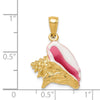 14K Polished 3-D Pink and White Enameled Conch Shell Pendant