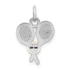 14K White Gold Tennis Racquets with Freshwater Cultured Pearl Ball Charm