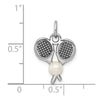14K White Gold Tennis Racquets with Freshwater Cultured Pearl Ball Charm