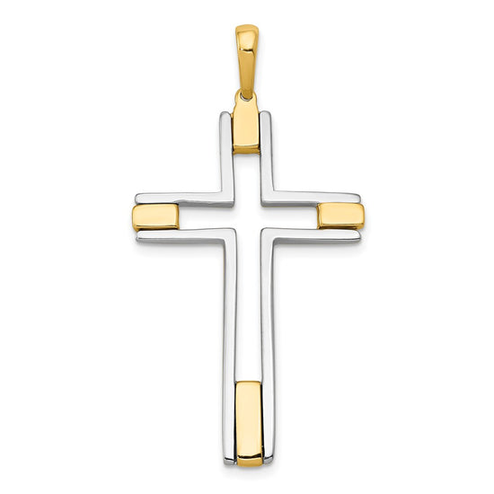 14k Two-tone Fancy Cross Pendant