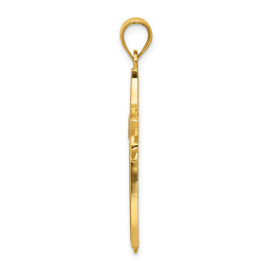 14k Black Enameled Latin Cross Pendant