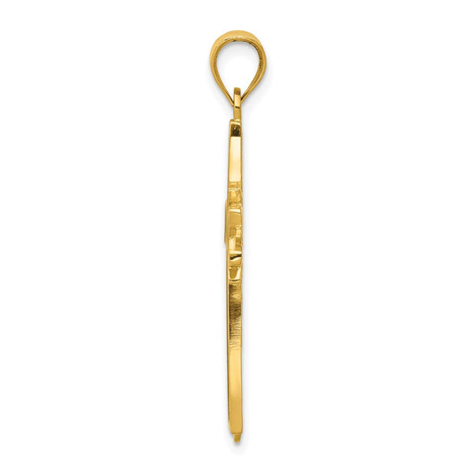 14k Black Enameled Latin Cross Pendant