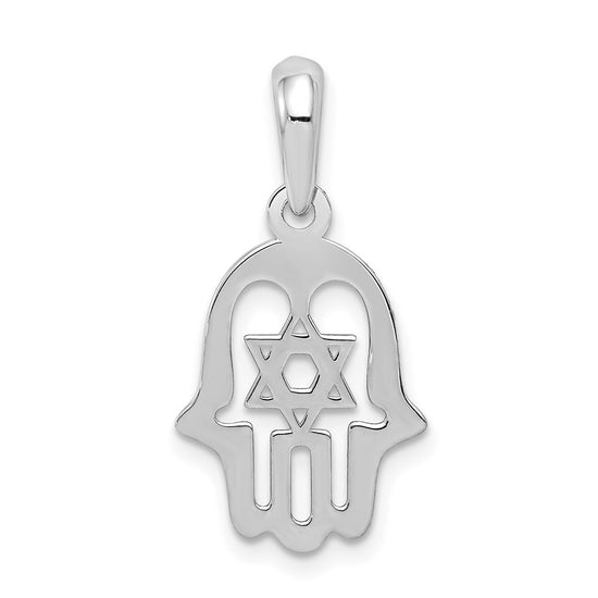 Gold Hamsa with Star of David Pendant