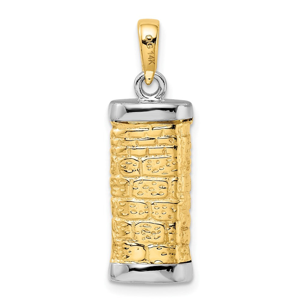 14K Two-Tone 3-D Mezuzah with Shin Pendant