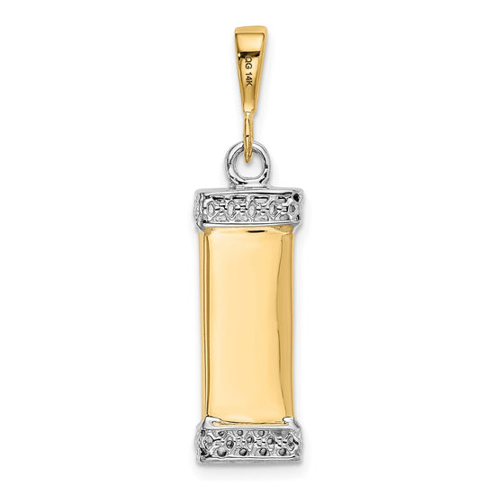 14K Two-Tone 3-D Mezuzah with Shin Pendant