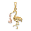 Gold Two-tone Stork with Baby Pendant