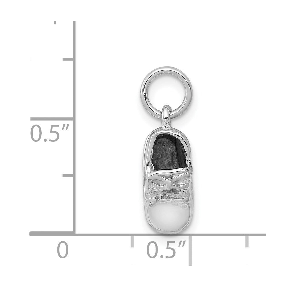 14k 3-D White Gold Baby Shoe Charm