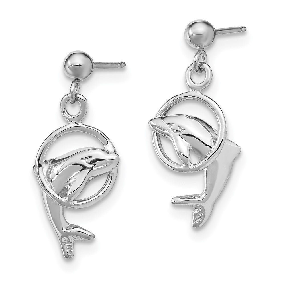 Gold Dolphin Dangle Post Earrings