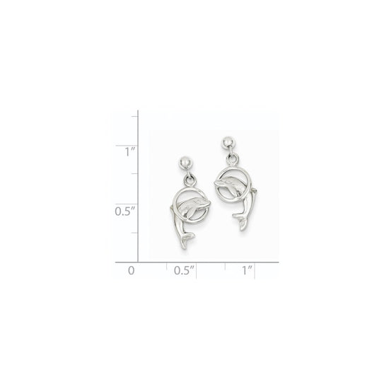 Gold Dolphin Dangle Post Earrings