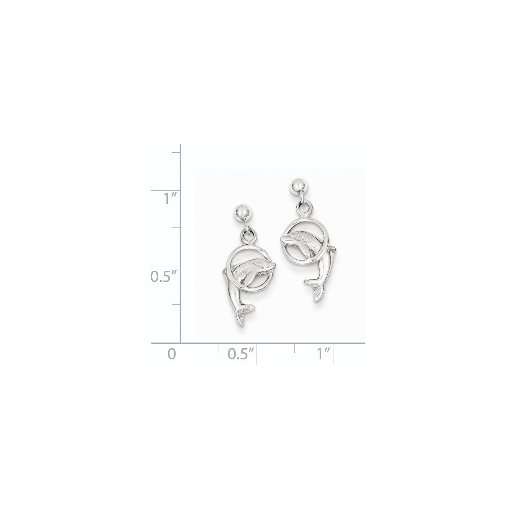 Gold Dolphin Dangle Post Earrings