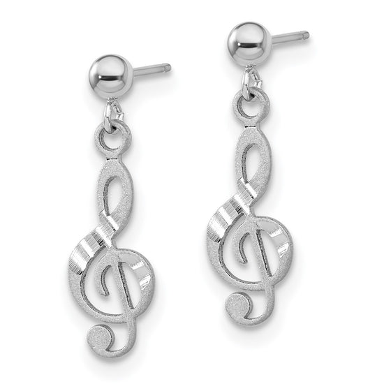 Gold Music Note Dangle Post Earrings