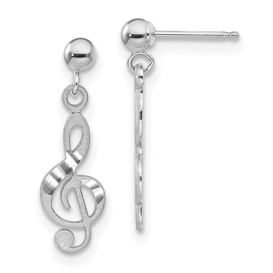 Gold Music Note Dangle Post Earrings