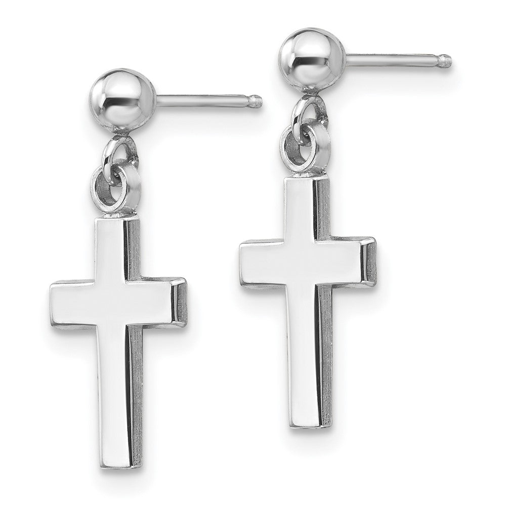 Gold Cross Dangle Post Earrings