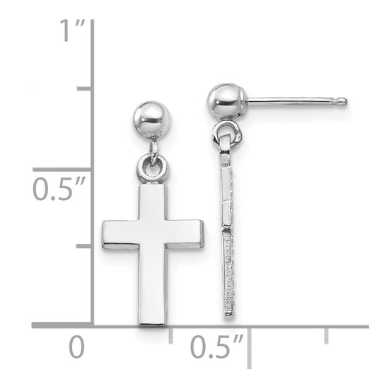 Gold Cross Dangle Post Earrings