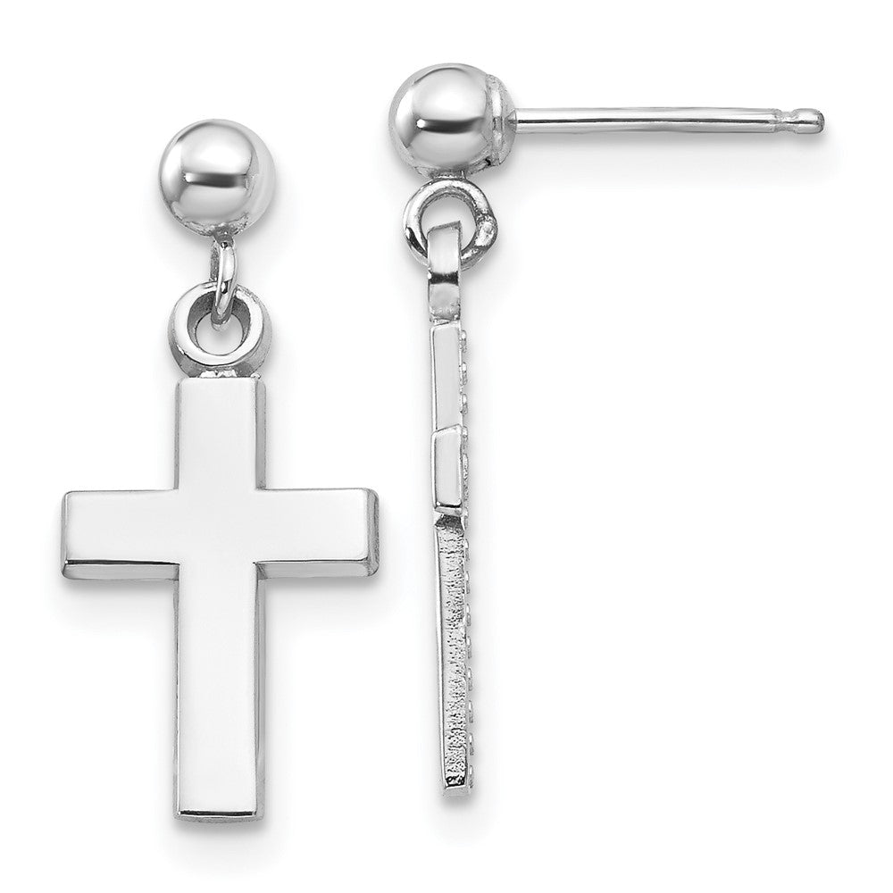 Gold Cross Dangle Post Earrings