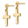Gold Cross Dangle Post Earrings
