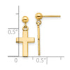 Gold Cross Dangle Post Earrings