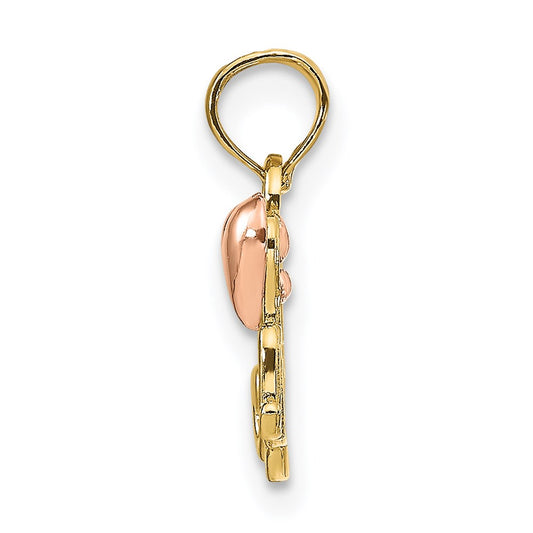 14k Two-tone MOM with Heart Pendant