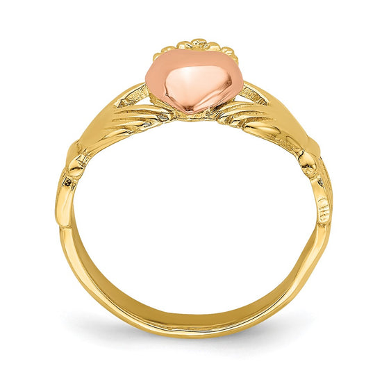 14k Two-tone Claddagh Size 1 Baby / Childs Ring