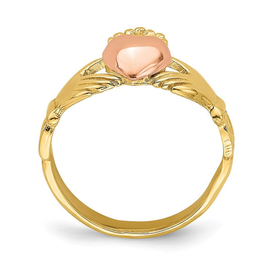 14k Two-tone Claddagh Size 1 Baby / Childs Ring