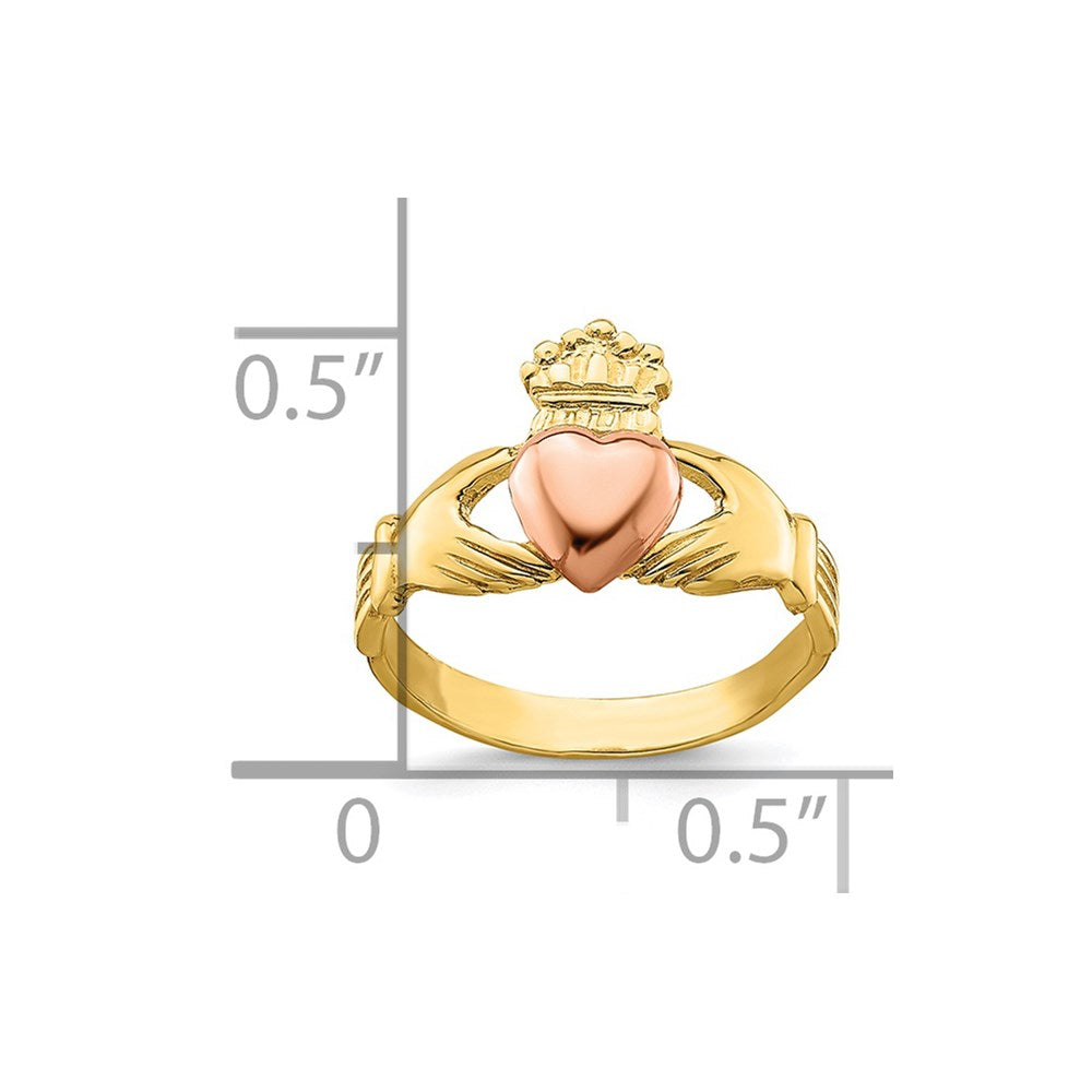 14k Two-tone Claddagh Size 1 Baby / Childs Ring