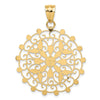 14k and White Rhodium Diamond-cut Filigree Pendant