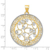 14k and White Rhodium Diamond-cut Filigree Pendant
