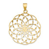 14k and White Rhodium Diamond-cut Spiral Circle Pendant