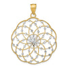 14k and White Rhodium Diamond-cut Spiral Circle Pendant