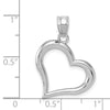14k White Gold Polished Open Dangling Heart Pendant
