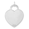 14k White Gold Polished Engravable 22mm Heart Disc Pendant