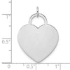 14k White Gold Polished Engravable 22mm Heart Disc Pendant