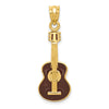 14k Brown Enameled Acoustic Guitar Pendant