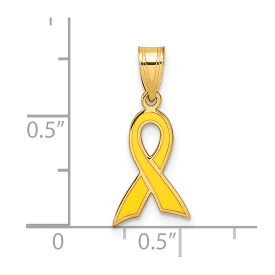 14k Small Yellow Enameled Awareness Ribbon Charm