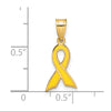 14k Small Yellow Enameled Awareness Ribbon Charm