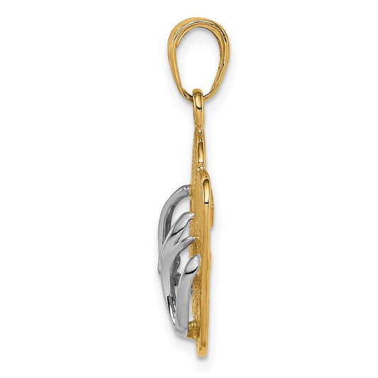 14K and White Rhodium Double Flip-Flop Pendant