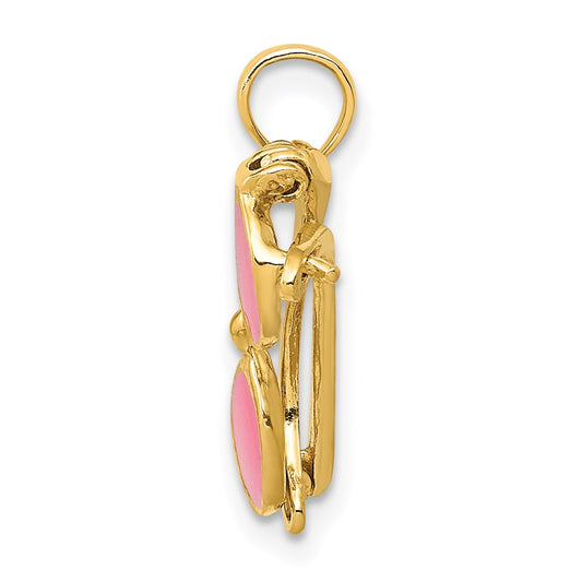 14k 3-D Pink Enameled Sunglasses with Moveable Sides Pendant