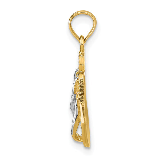 14k and White Rhodium 3-D HAWAII Double Flip-Flop Pendant