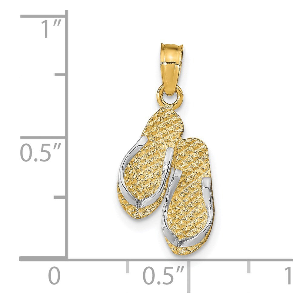 14k and White Rhodium 3-D HAWAII Double Flip-Flop Pendant