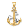 14k Two-tone 3-D Anchor with Moveable Propeller Pendant