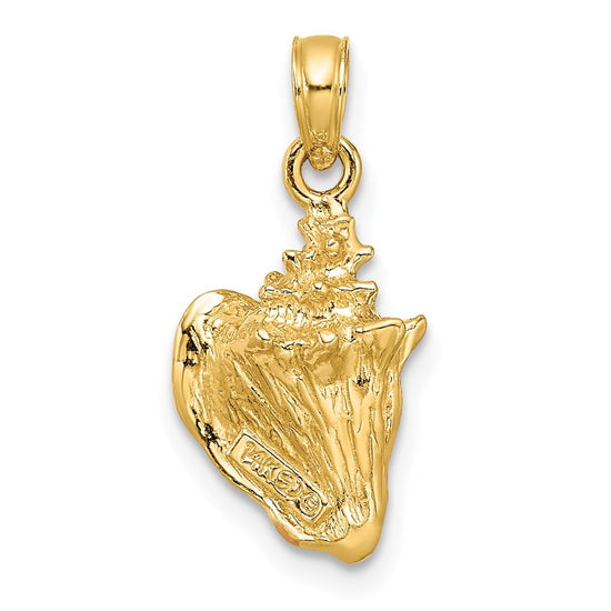 14k Pink and White Enameled 3-D Conch Shell Pendant